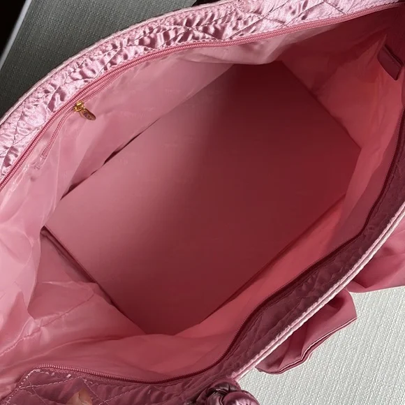 Naraya checkered pink quilted bow tote shoulder bag - Picture 7 of 15